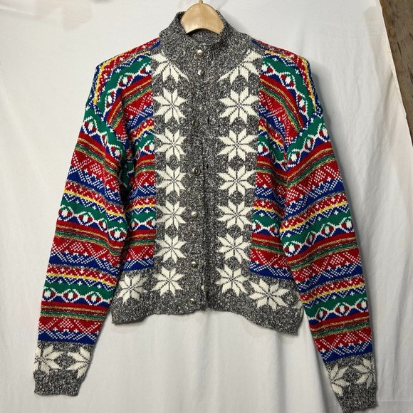 Lizwear Full Zip Sweater Women's Size Small Colorful - Picture 1 of 5